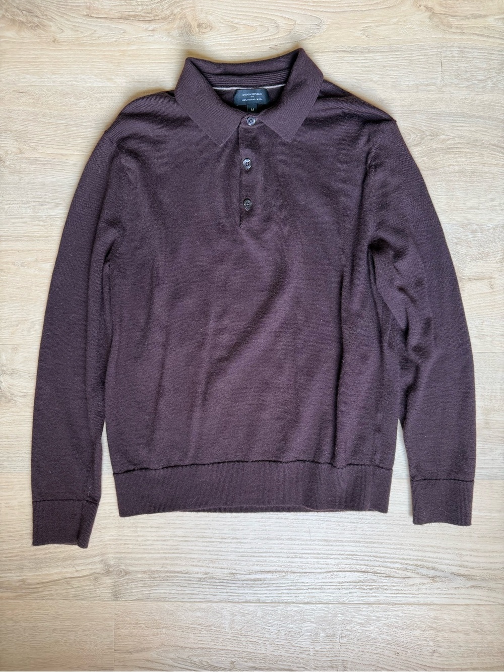 Banana Republic Dark Brown Long-Sleeve Polo